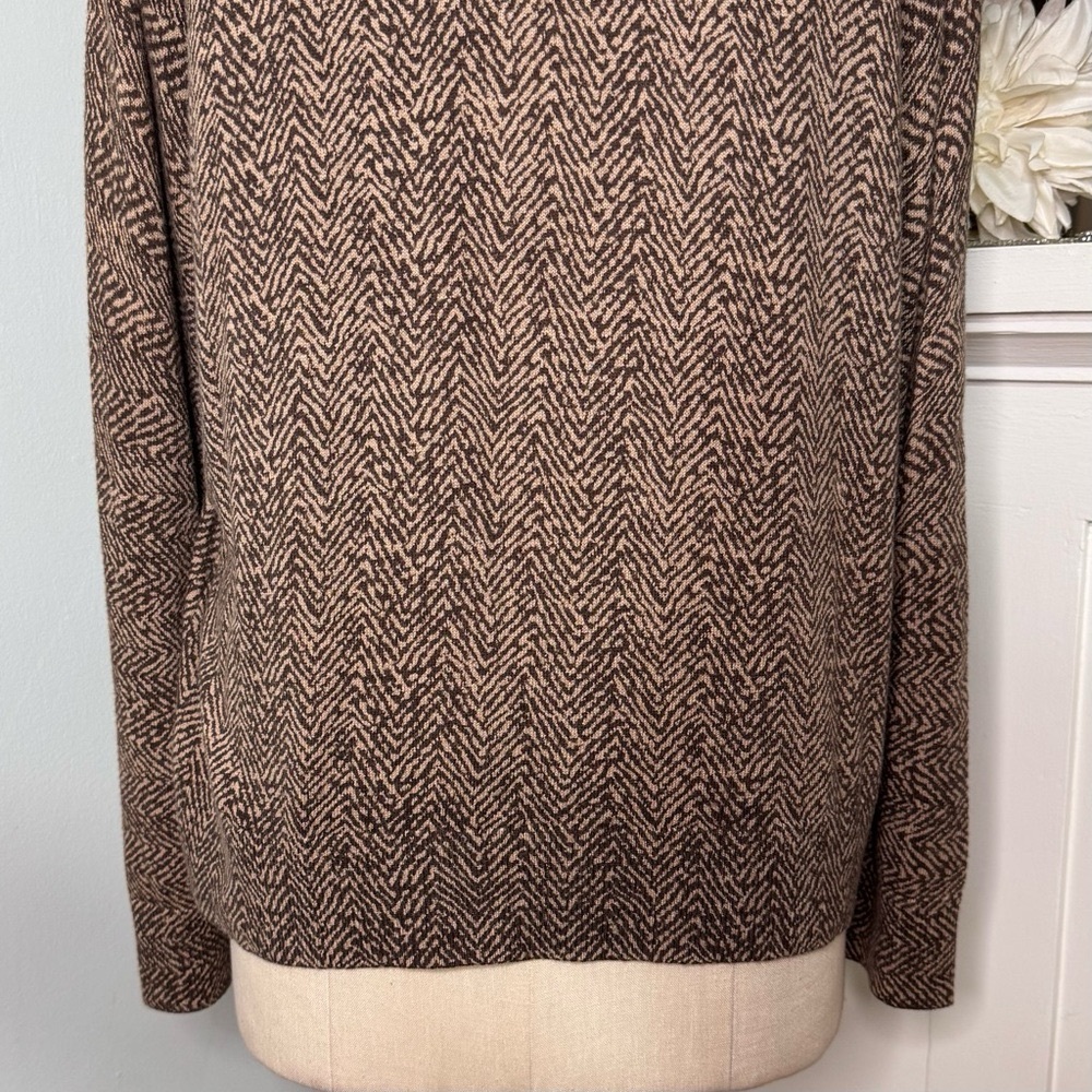 Talbots Herringbone Angora Cardigan Sweater Brown Tan Size XL - Picture 7 of 9